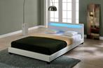 Bed Parijs met LED-verlichting bedbodem 180x200 cm wit, Verzenden, Nieuw