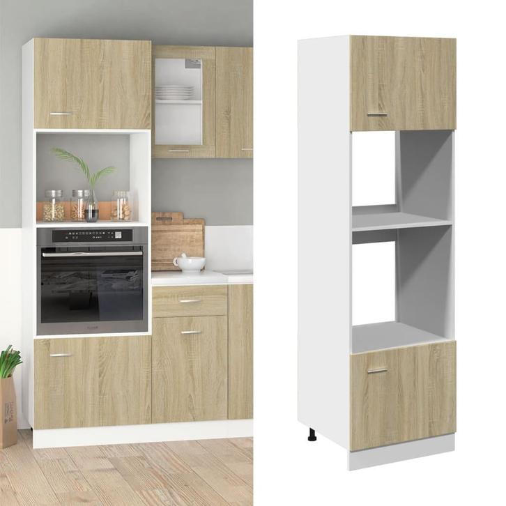 vidaXL Magnetronkast Lyon 60x57x207 cm bewerkt hout sonoma, Huis en Inrichting, Keuken | Keukenelementen, Bruin, Nieuw, Verzenden
