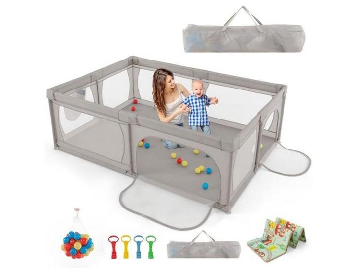 Coast babybox - 50 ballen - 206 x 147 cm - grijs, Kinderen en Baby's, Boxen, Nieuw, Verzenden