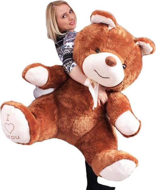 Grote knuffelbeer - I love you - Zacht - Bruin, Kinderen en Baby's, Speelgoed | Knuffels en Pluche, Nieuw, Ophalen of Verzenden