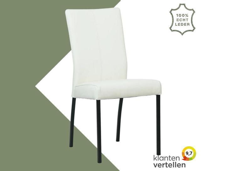 Leren eetkamerstoel Comfort - Hermes Bianco (gebroken wit), Huis en Inrichting, Stoelen, Eén, Wit, Nieuw, Leer, Ophalen of Verzenden