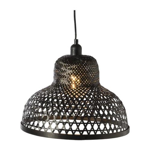 Hanglamp bamboe rond - zwart - ø35x24 cm, Huis en Inrichting, Lampen | Hanglampen, Verzenden