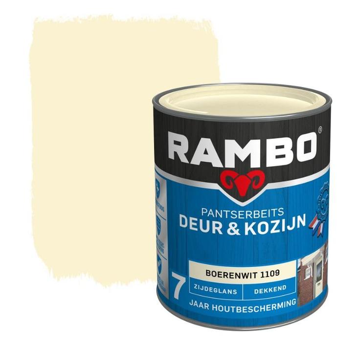 Rambo Pantserbeits Deur & Kozijn Dekkend Boerenwit 1.5L, Doe-het-zelf en Verbouw, Verf, Beits en Lak, Beits, Wit, Nieuw, Minder dan 5 liter