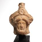 Oud-Grieks Terracotta Hoofd van een bebaarde man