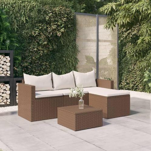 vidaXL Loungeset poly rattan bruin, Tuin en Terras, Tuinsets en Loungesets, Loungeset, Nieuw, 3 zitplaatsen, Rotan, Verzenden