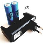 2x Quickstuff 18650 batterijen plus oplader COMBIPACK, Audio, Tv en Foto, Accu's en Batterijen, Ophalen of Verzenden, Nieuw, Oplaadbaar
