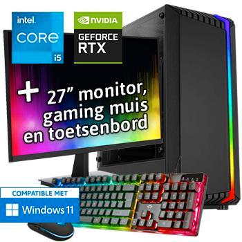 Core i5 + RTX 4060 Game PC Set met Monitor Toetsenbord Muis, Computers en Software, Desktop Pc's