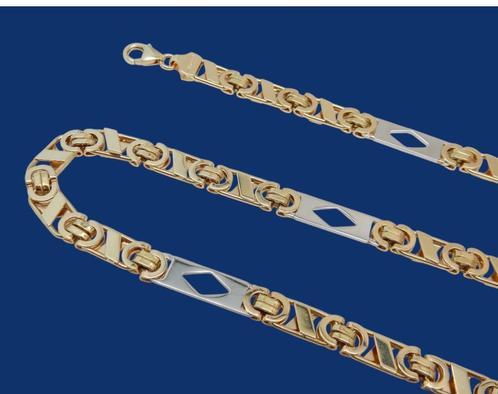 Zware 14 karaat Gouden Koningsketting Ketting Koningsschakel, Sieraden, Tassen en Uiterlijk, Kettingen, Met edelsteen, Goud, Nieuw