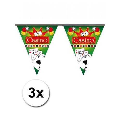 3x Hollywood thema vlaggenlijn Casino - Casino feestartike.., Hobby en Vrije tijd, Feestartikelen, Ophalen of Verzenden