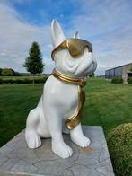 Beeld, funny dog with sunglasses in white color - 60 cm -