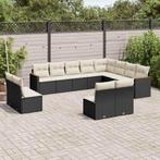 vidaXL 12-delige Loungeset met kussens poly rattan zwart, Verzenden, Nieuw, Rotan, Loungeset