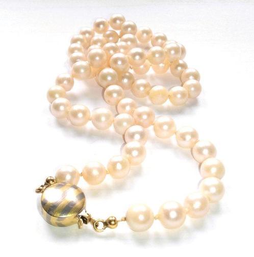 Halsketting 18 kt geelgoud / witgoud - Akoyaparels, Sieraden, Tassen en Uiterlijk, Kettingen