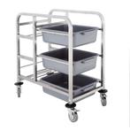 Horeca Afruimwagen | 90x82x44 cm | 3 Bakken | 2 Geremde W..., Verzenden, Nieuw in verpakking