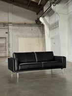 Leolux Bellice Zwart | Leer (SHOWROOMMODEL), Driepersoons, 75 tot 100 cm, Ophalen of Verzenden, Zo goed als nieuw