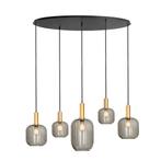 Hanglamp ovaal – zwart met gouden accenten en smoke glas, 5-, Verzenden, Nieuw