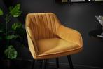 Elegante barkruk TURIN mosterdgeel fluweel met decoratieve, Ophalen of Verzenden, Nieuw