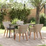 vidaXL Eetkamerset 5 pcs Lichtgrijs Poly riet, Verzenden, Nieuw, Rotan