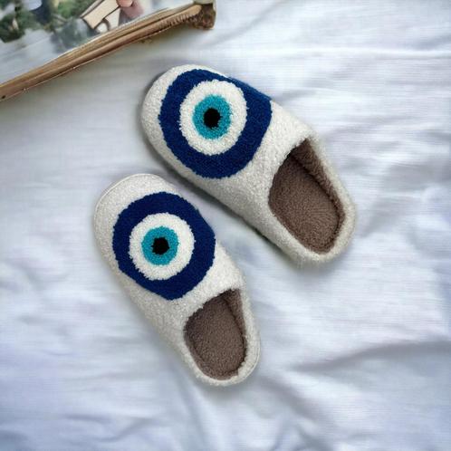 Nazar Boze Oog CozyCloud Slippers - Pantoffels, Kleding | Dames, Sokken en Kousen, Overige typen, Wit, Maat 39 t/m 42, Zo goed als nieuw