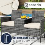 Polyrotan 2 zits Tuinbank Grijs/Beige 143x55x88cm, Verzenden, Nieuw