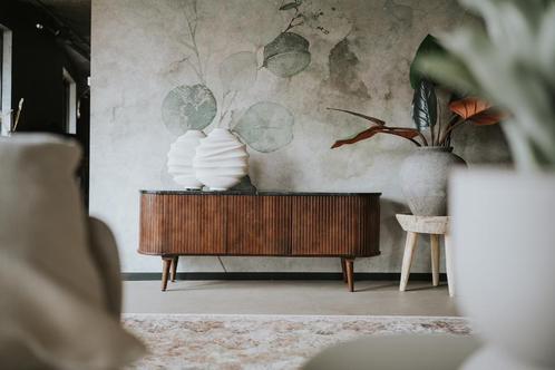 Tv dressoir in vintage stijl met marmer en hout (meer maten), Huis en Inrichting, Kasten | Dressoirs, 150 tot 200 cm, 25 tot 50 cm