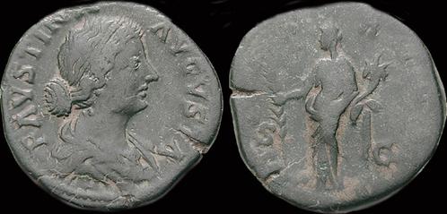 147-176ad Roman Faustina Jr Ae sestertius Hilaritas stand..., Postzegels en Munten, Munten | Europa | Niet-Euromunten, Verzenden