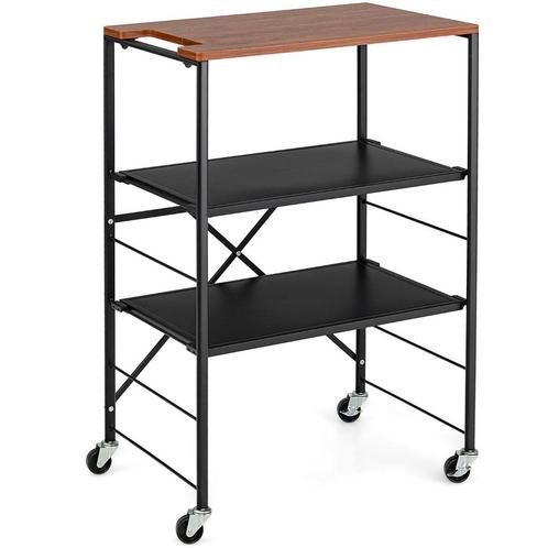 Bijzettafel met Wieltjes Keukenwagen met Houten Plank en Met, Huis en Inrichting, Tafels | Bijzettafels, Nieuw, Verzenden