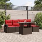 vidaXL 6-delige tuinbankset met kussens, bruin polyrotan, Tuin en Terras, Tuinsets en Loungesets, Verzenden, Nieuw, Rotan