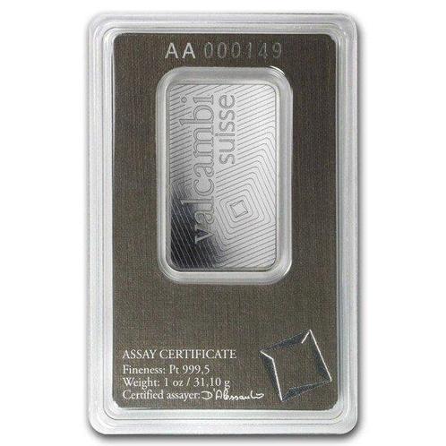 1 Troy Ounce - Platina .999 - Valcambi, Switzerland -, Postzegels en Munten, Edelmetalen en Baren