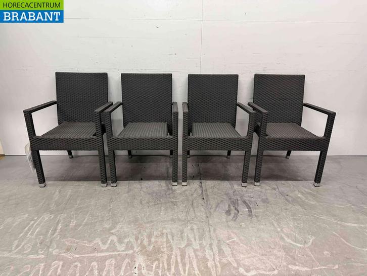 Bolero polyrotan stoelen met armleuning antraciet (4 stuks), Zakelijke goederen, Horeca | Meubilair en Inrichting, Nieuw in verpakking