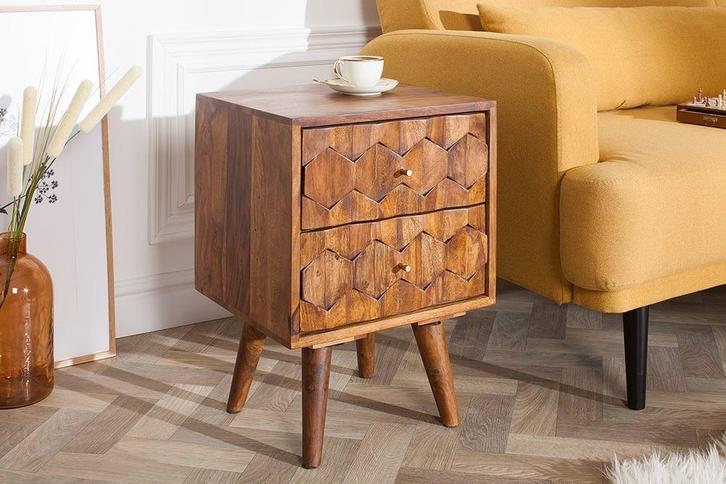 Massieve bijzettafel MYSTIC LIVING 40cm Sheesham nachtkastje, Huis en Inrichting, Kasten | Overige, Ophalen of Verzenden