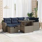 vidaXL 7-delige Loungeset met kussens poly rattan acacia, Tuin en Terras, Tuinsets en Loungesets, Verzenden, Nieuw, Rotan, Loungeset