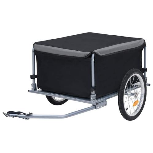vidaXL Fietstrailer 65 kg zwart en grijs, Fietsen en Brommers, Fietsaccessoires | Aanhangers en Karren, Nieuw, Verzenden
