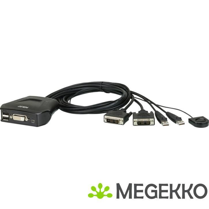 ATEN mini KVM switch 2-port USB CS22D DVI, Computers en Software, Netwerk switches, Nieuw, Verzenden
