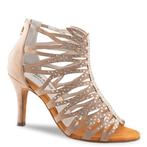 Hoge Dansschoenen Dames - Hak 7,5 cm - Strass - Beige Leer -, Verzenden, Nieuw
