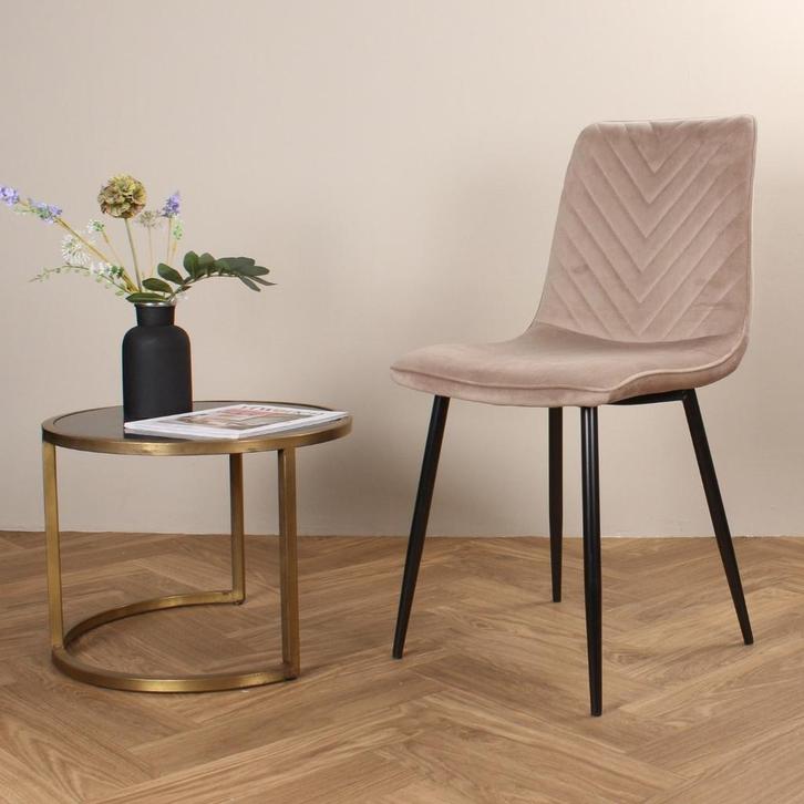 Eetkamerstoel  Velvet Champagne - Armstoel Champagne  -, Huis en Inrichting, Stoelen, Nieuw, Ophalen of Verzenden