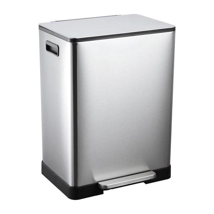 Pedaalemmer - zilverkleurig - 2x30 liter, Huis en Inrichting, Woonaccessoires | Prullenbakken, Verzenden