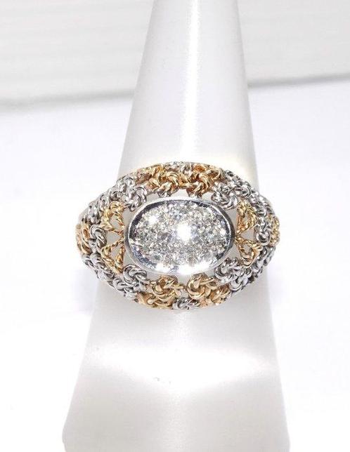 Ring - 14 karaat Geel goud, Witgoud - 0.35ct. tw. Diamant, Sieraden, Tassen en Uiterlijk, Ringen