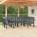 vidaXL 6-delige Loungeset poly rattan zwart en grijs, Verzenden, Nieuw, Rvs, Loungeset