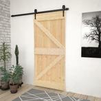 vidaXL Schuifdeur met beslag 90x210 cm massief grenenhout, Doe-het-zelf en Verbouw, Deuren en Horren, Verzenden, Nieuw