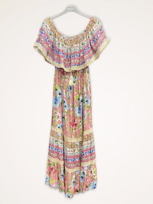 Mooi boho vintage maxi jurk met overlap met volant in ROOS, Kleding | Dames, Jurken