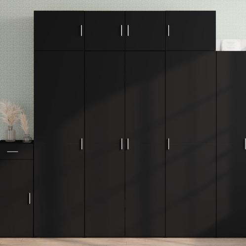 vidaXL buffetkast 80x42,5x185 cm bewerkt hout zwart, Huis en Inrichting, Kasten | Buffetkasten, 75 cm of meer, Nieuw, Overige houtsoorten