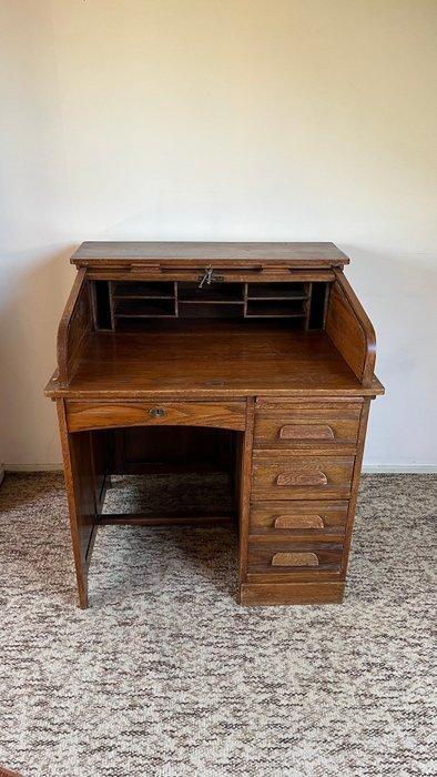 Bureau - Eik - rolluik + slot, Antiek en Kunst, Antiek | Overige Antiek