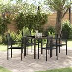 vidaXL 5-delige Tuin Eetset Zwart PVC Riet, Verzenden, Nieuw, Kunststof