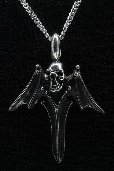 Zilveren Doodskop met vleugels ketting hanger, Sieraden, Tassen en Uiterlijk, Kettinghangers, Verzenden