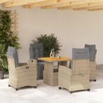 vidaXL 5-delige Tuinset met kussens poly rattan beige, 5 zitplaatsen, Nieuw, Tuinset, Verzenden