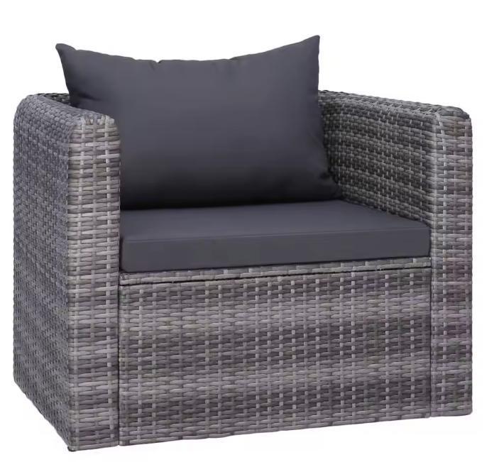 Nieuwe Wicker Tuinstoel Grijs – Rotan look wasbare kussens, Tuin en Terras, Tuinstoelen, Nieuw, Wicker, Verzenden