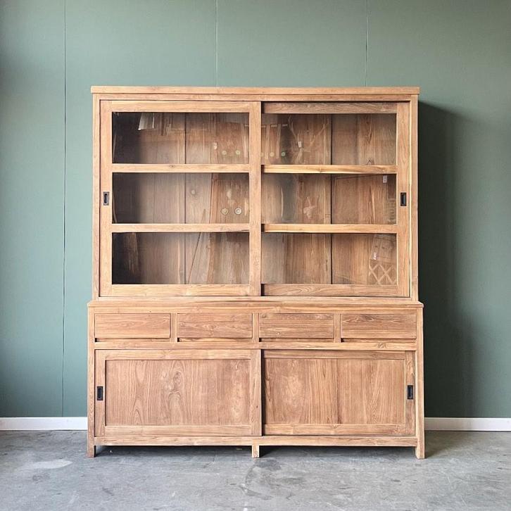 Buffetkast | Schuifdeuren | 200cm breed | massief hout |, Huis en Inrichting, Kasten | Buffetkasten, 25 tot 50 cm, Met lade(s)