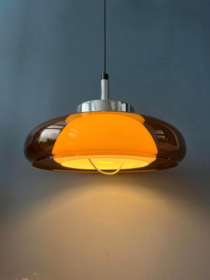 Mid Century Plexiglass Space Age Pendant Lamp, Huis en Inrichting, Lampen | Hanglampen, Ophalen of Verzenden