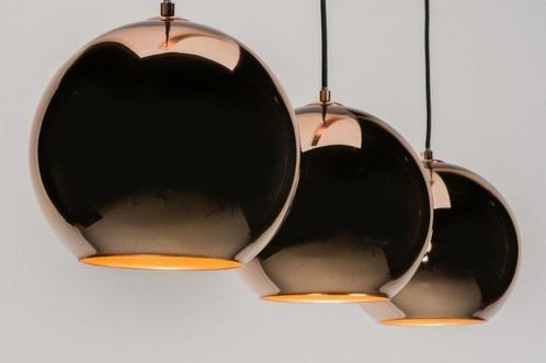 Rietveld Hanglampen - Roodkoper, Koper - Glas, Huis en Inrichting, Lampen | Hanglampen, Verzenden