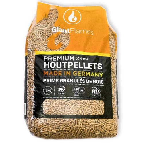 Giant Flames houtpellets 15 kg, Tuin en Terras, Haardhout, Blokken, Minder dan 3 m³, Overige houtsoorten, Ophalen of Verzenden